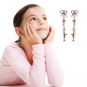 Tiny Dancer Bowtie Charm Silver Earrings